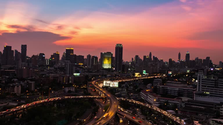 bangkok city traffic timelapse video. 4k format