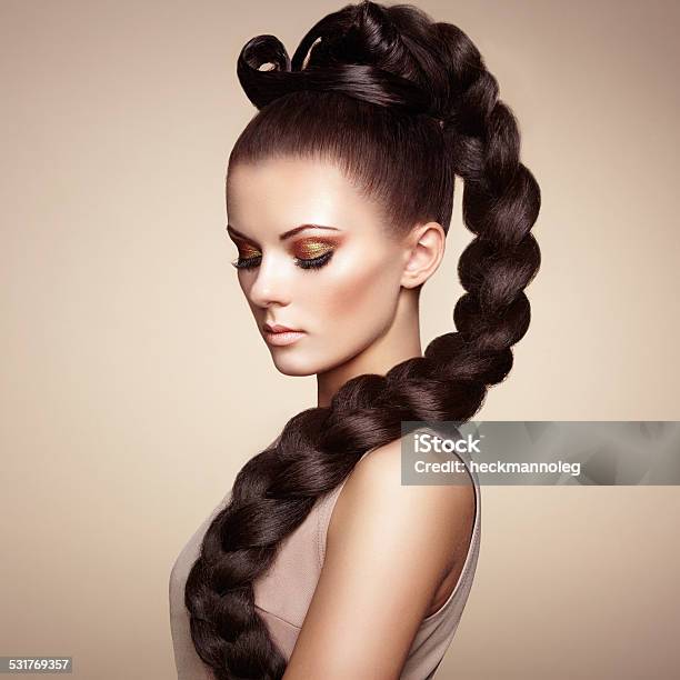 Portrait Of Beautiful Sensual Woman With Elegant Hairstyle Stock Photo - Download Image Now