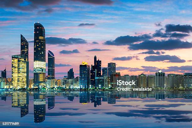 View Of Abu Dhabi Skyline At Sunset Stock Photo - Download Image Now - Abu Dhabi, Urban Skyline, United Arab Emirates