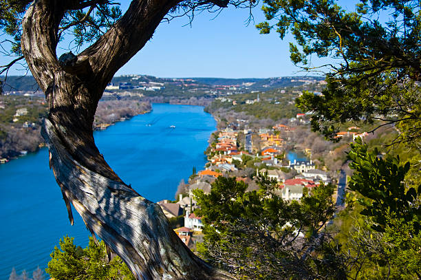 Mount bonnell austin texas highest point overlooking west lake Mount bonnell austin texas highest point overlooking west lake west lake stock pictures, royalty-free photos & images