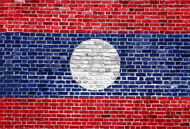istock Flag of Laos painted on brick wall, background texture 531775176