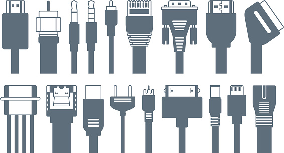Connectors, jacks, cables - computer icons