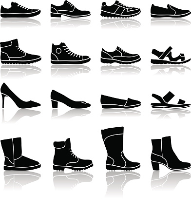 Vector set of popular footwear models