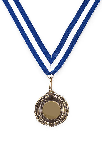 istock Bronze  medal with blue ribbon 531781624