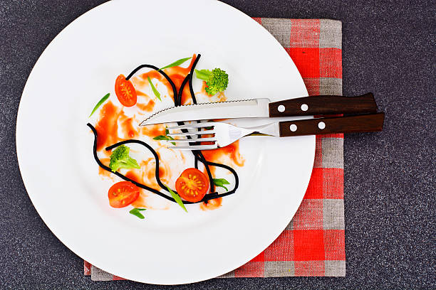 istock Dirty Dishes. Remains Smeared Sauce and Spaghetti 531782116