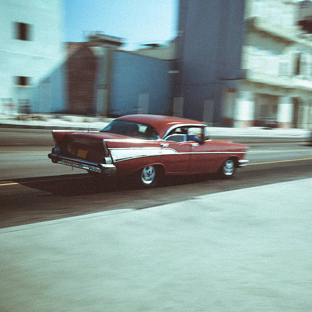 Sports car on the road in the desert