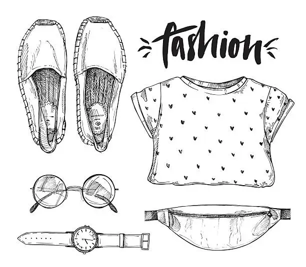 Vector illustration of Hand drawn vector illustration - fashion accessories.