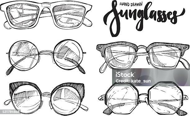 Hand Drawn Vector Illustration Sunglasses Fashion Sunglasses Stock Illustration - Download Image Now
