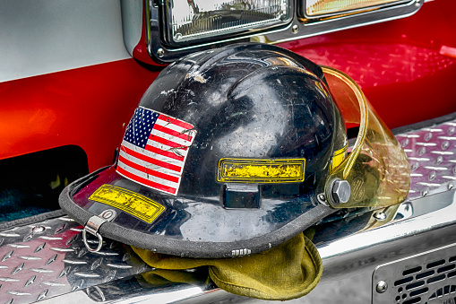 Black Firefighter helmet of the Toledo Fire Department, OH