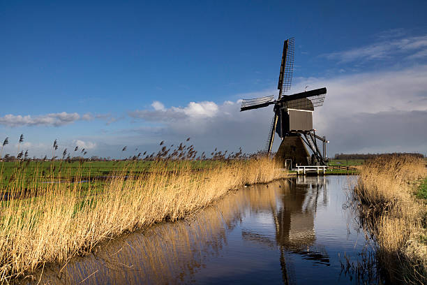 moinho ao broekmolen - alblasserwaard imagens e fotografias de stock