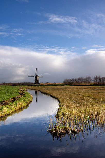 pólder neerlandés paisaje - alblasserwaard fotografías e imágenes de stock