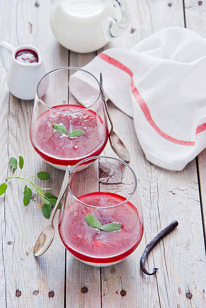 istock Cream dessert with berry sauce 531791124