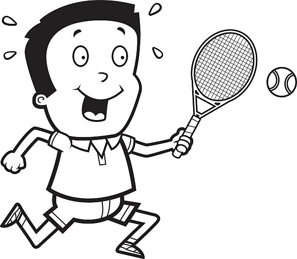 말풍선이 있는 남자아이 테니트 - tennis asian ethnicity male forehand stock illustrations