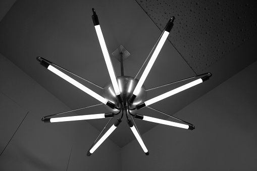 Modern LED strip lamp mounted on ceiling