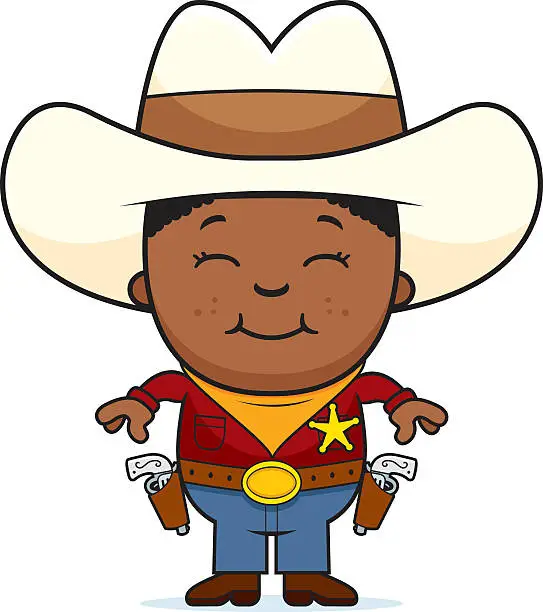 Vector illustration of Happy Little Cowboy