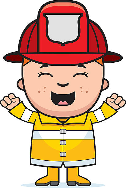 Boy Firefighter Excited Stock Illustration - Download Image Now - Firefighter's  Helmet, Cartoon, 2015 - iStock