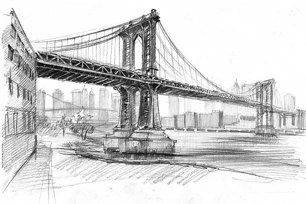 istock Pencil drawing of Manhattan bridge in New York 531794628