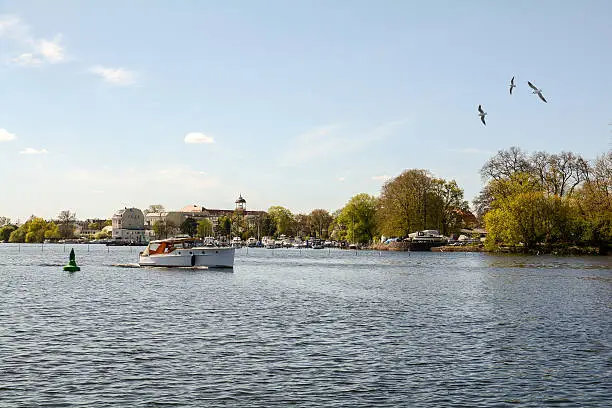 View to Havel river and old town of Potsdam, Brandenburg Germany