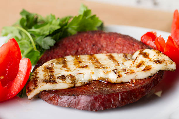 Turkish Ottoman Sausage on the White plate rustic background