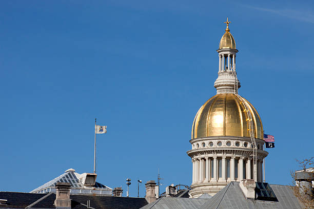 new jersey budynek kapitolu stanowego złoty dome w trenton - new jersey trenton new jersey state capitol building government zdjęcia i obrazy z banku zdjęć