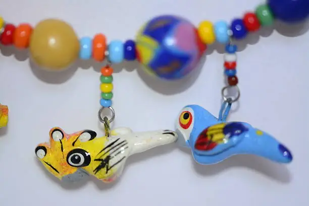 Mexican artcraft bird necklace detail