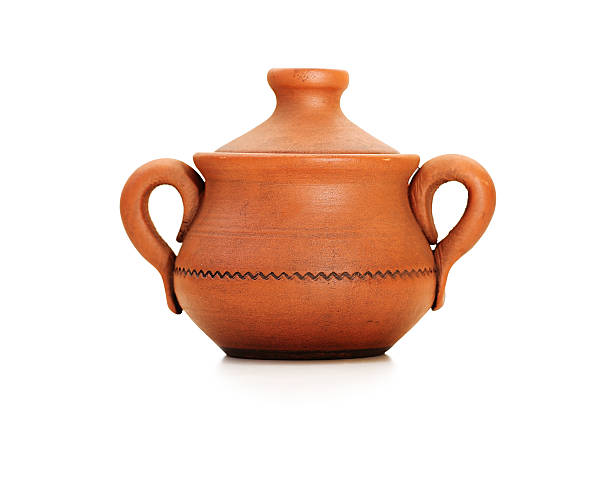 istock Clay pot with cover isolated on white. 531803068