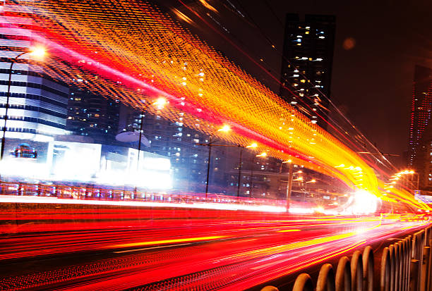 istock Big city road car lights at night 531809435