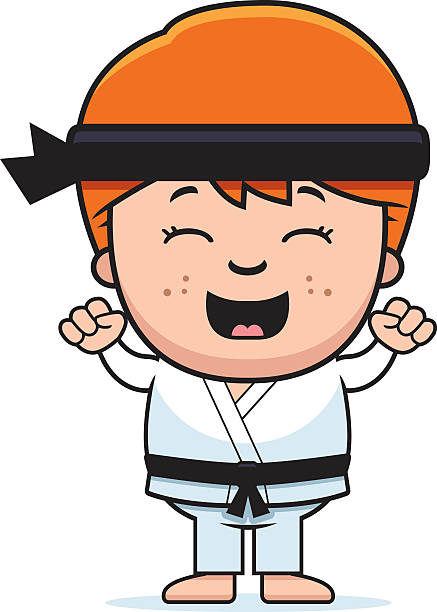 ilustrações, clipart, desenhos animados e ícones de karate dos criança celebre - martial arts child judo computer graphic