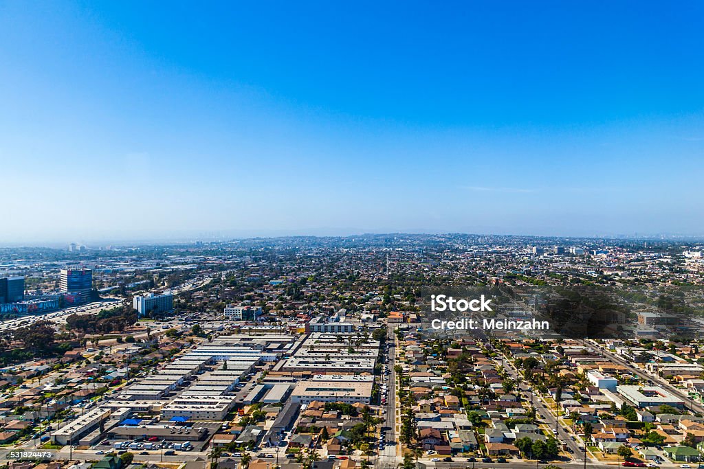 aerial of Los Angeles view to suburbs of Los Angeles by approaching Los Angeles Airport 2015 Stock Photo