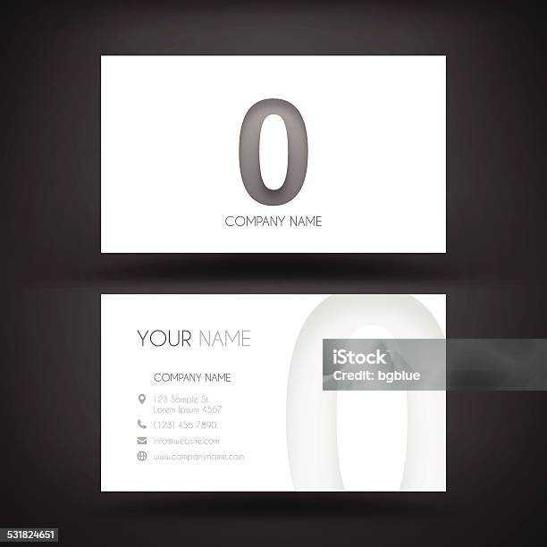 Business Card Template With Number Zero 0 Stock Illustration - Download Image Now - Black Background, Border - Frame, Business