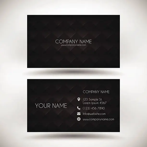 Vector illustration of Modern Business Card Template with Black Squares Background.