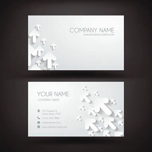 Vector illustration of Business Card Template with Paper Arrows Rising