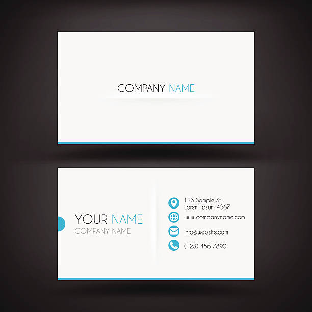 Modern Business Card Template Modern business card template. Blue color used on white background. black background shape white paper stock illustrations