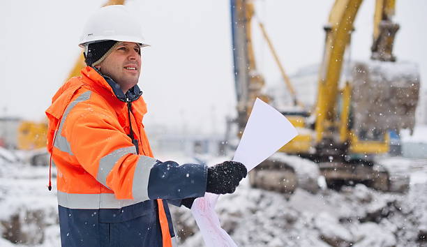 Civil Engineer At Construction Site stock photo