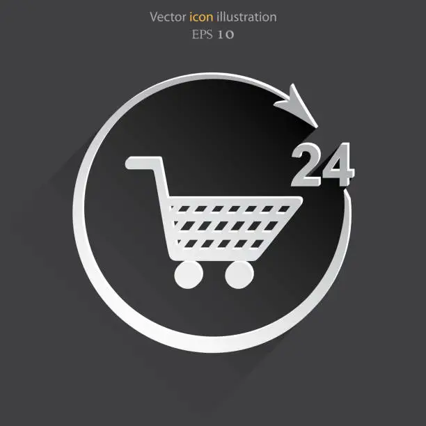 Vector illustration of Vector shop icon. 24 hours service.