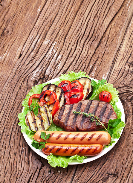 istock Grilled steak,sausages and vegetables. 531827135