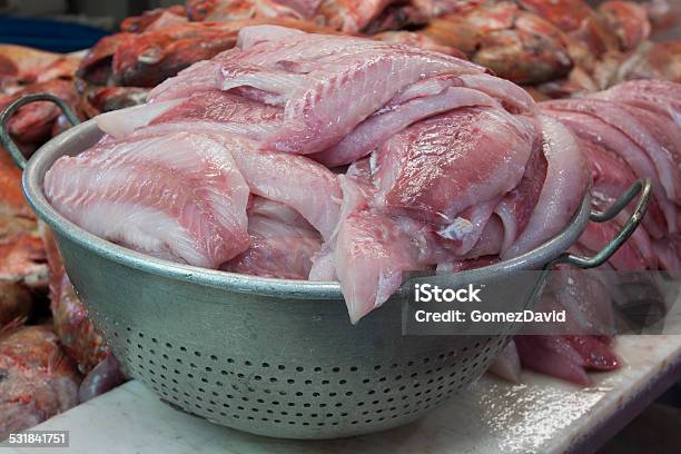 Fresh Snapper In Colander After Being Filleted Stock Photo - Download Image Now - 2015, Close-up, Colander