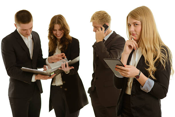istock group of business people with tablet isolated 531841821