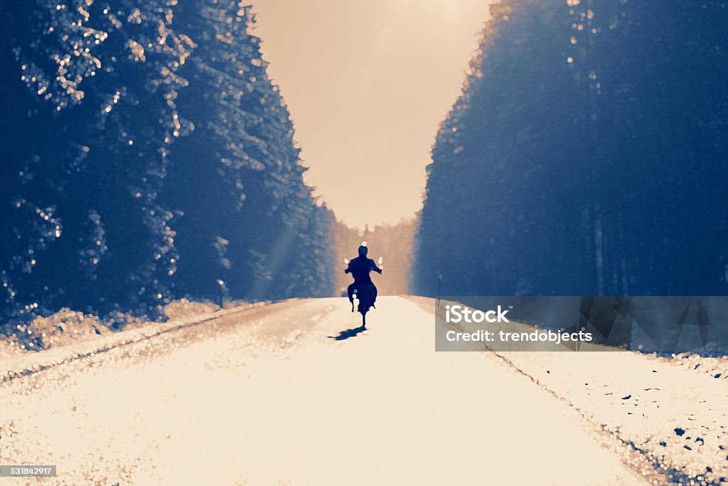 Motorcycling Motorbike driver on a country road. 2015 Stock Photo