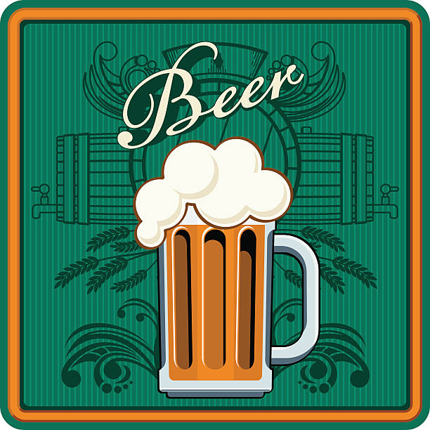 맥주 테마 녹색 - sighn stock illustrations