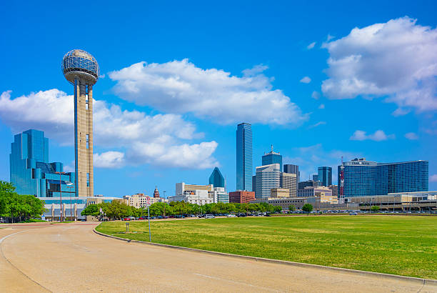 istock Dallas skyline cityscape with spring grass lawn,TX (P) 531844040