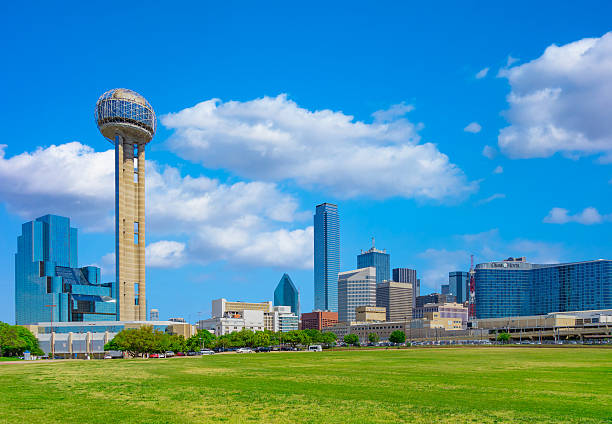 istock Dallas skyline cityscape with spring grass lawn,TX (P) 531844052