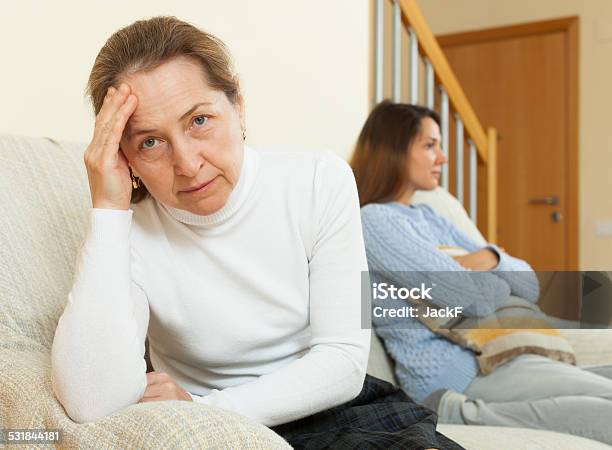 Mother And Daughter After Quarrel Stock Photo - Download Image Now - 2015, Adult, Communication