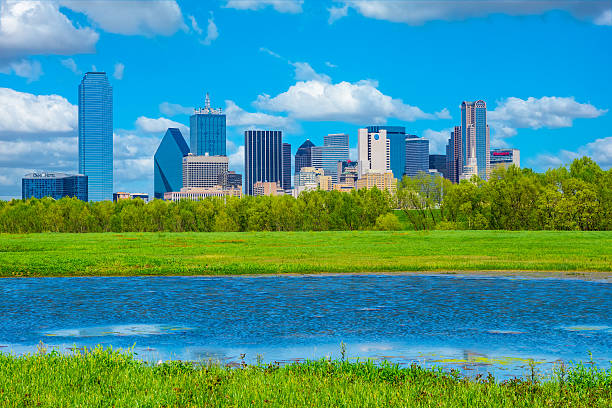 istock Dallas skyline cityscape with spring foliage,TX 531844234
