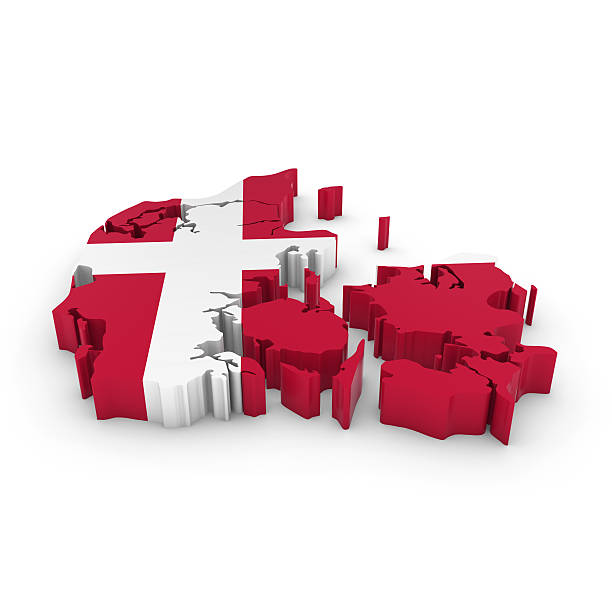 istock 3D Illustration Map Outline of Denmark with the Danish Flag 531845952