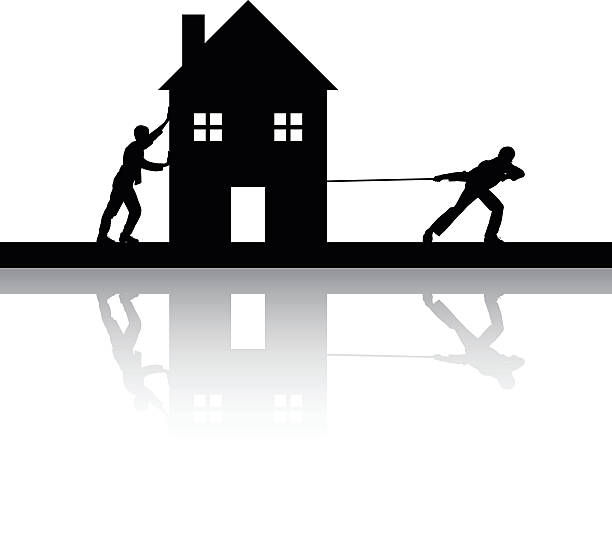 ilustrações de stock, clip art, desenhos animados e ícones de mudar de casa - moving house house action silhouette