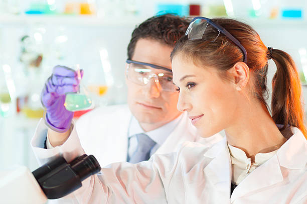 istock Researcher observing indikator colour shift. 531846369