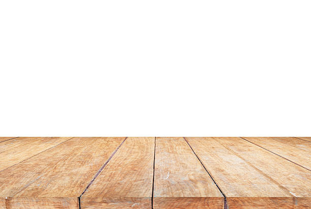 istock Top of wooden table on white background 531846500