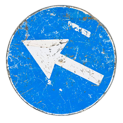 Blue Arrow Sign isolated on white background - concept image
