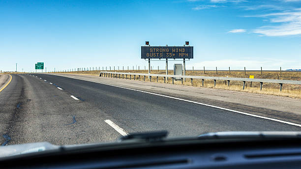 istock STRONG WIND GUSTS 35+ MPH Wyoming Road Sign 531850096